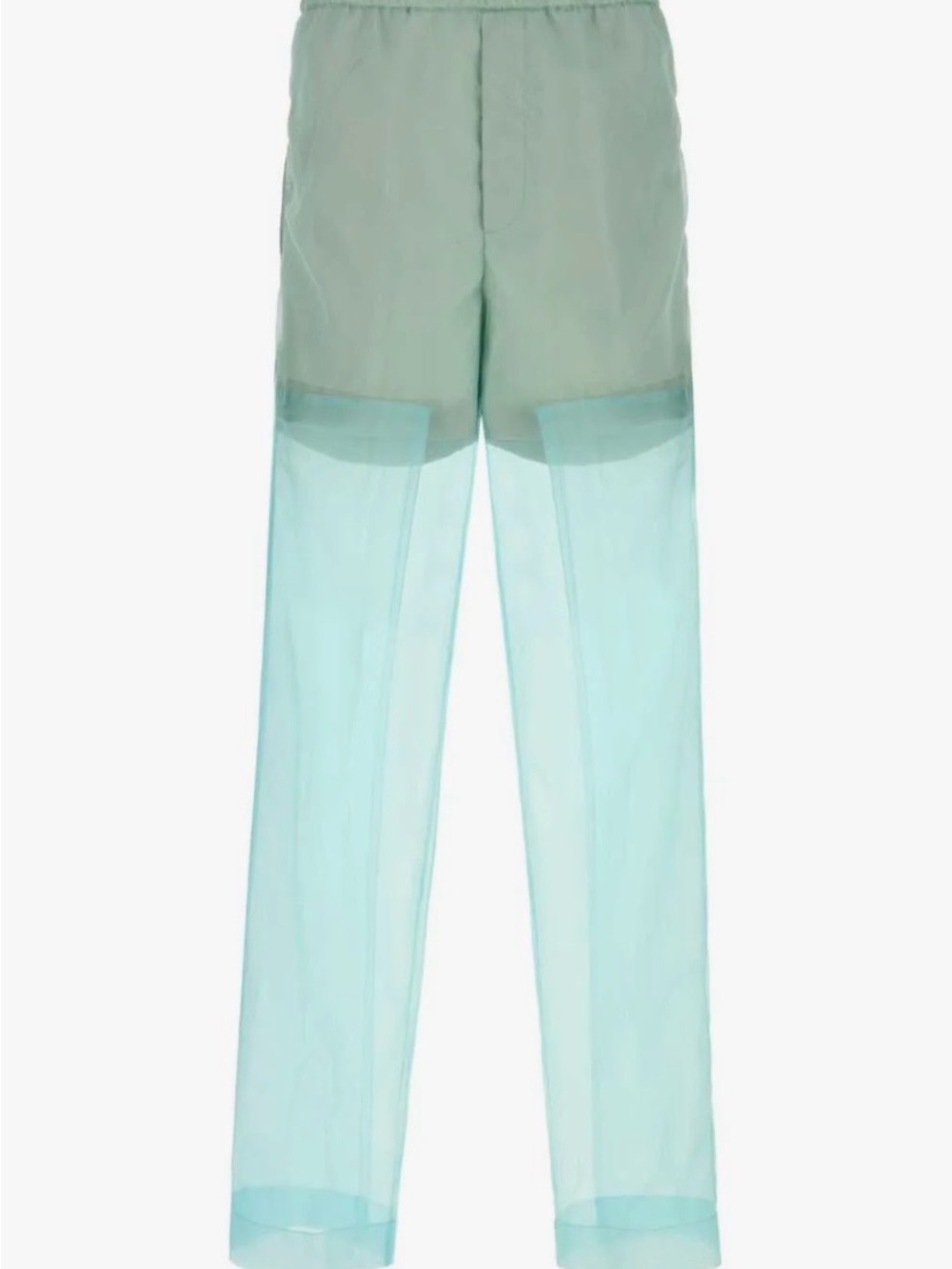 Dries Van Noten Mint Green Sheer Panel Men’s Pants